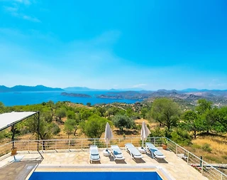 Marmaris Söğüt'de Muhteşem Deniz Manzaralı, Özel Havuzlu, Lüks Villa - 4