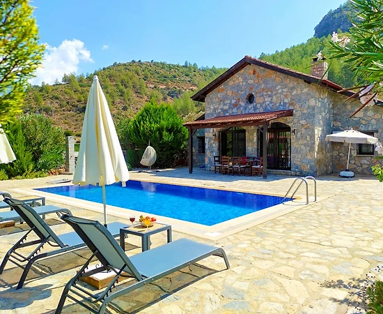 Fethiye Kayaköy'de Doğanın İçerisinde, Özel Havuzlu, Kiralık Taş Villa - 1