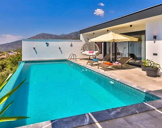 Kalkan Üzümlü'de Doğa Manzaralı, Özel Havuzlu, Lüks Balayı Villası - 4