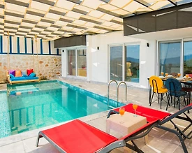 Kalkan Kördere'de Doğa Manzaralı, Özel Havuzlu, Balayı Villası - 3