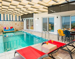 Kalkan Kördere'de Doğa Manzaralı, Özel Havuzlu, Balayı Villası - 3