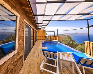 Kaş Gökçeören'de Harika Deniz Manzaralı, Sonsuzluk Havuzlu, Kiralık Villa - 5