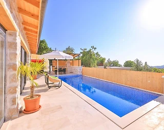 Kalkan İslamlar'da Doğa Manzaralı, Özel Havuzlu, Taş Mimarili Villa - 5