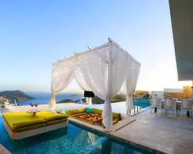 Kaş İslamlar'da Deniz Manzaralı, Özel Havuzlu, Jakuzili, Kiralık Villa - 3