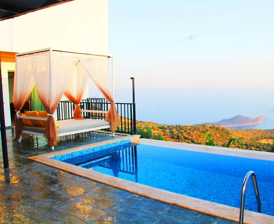 Kalkan Bezirgan'da Muhteşem Deniz Manzaralı, Özel Havuzlu, 1+1 Villa - 1