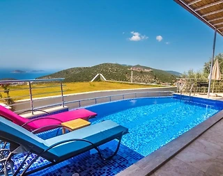 Kaş İslamlar'da Muhteşem Deniz Manzaralı, Özel Havuzlu, Romantik Villa - 2