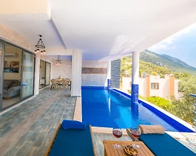 Kaş Akbel'de Enfes Deniz Manzaralı, Özel Havuzlu, Kiralık Villa - 2