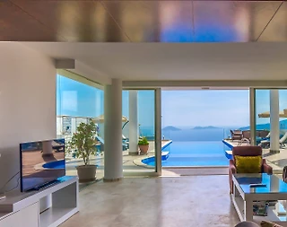 Kaş Kalkan'da Panoramik Deniz Manzaralı, Sonsuzluk Havuzlu, Lüks Villa - 5