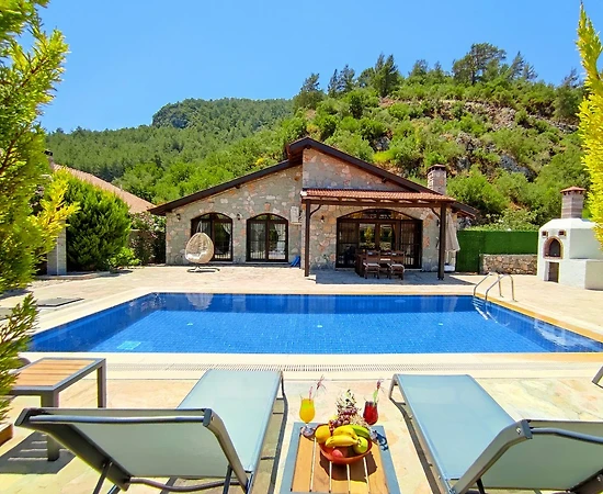 Fethiye Kayaköy'de Doğa İle İç İçe, Özel Havuzlu, Taş Villa - 1