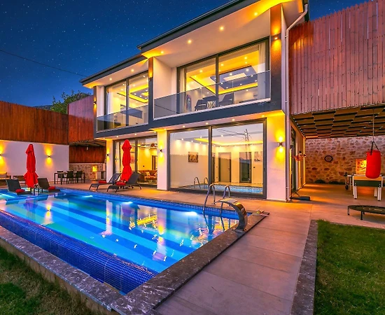 Kalkan Akbel'de Spor Aletli, Kapalı ve Isıtmalı, Özel Havuzlu Villa - 1