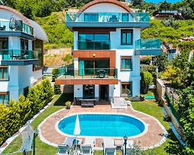 Antalya Alanya'da Deniz Manzaralı, Özel Havuzlu, 12 Kişilik Villa - 3
