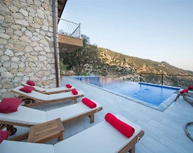 Kaş İslamlar'da Muhteşem Doğa Manzaralı, Özel Havuzlu, Taş Villa - 3