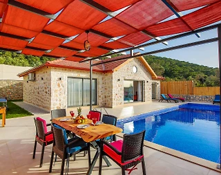 Kaş Gelemiş'te Doğa Manzaralı, Özel Havuzlu, Modern Villa - 4