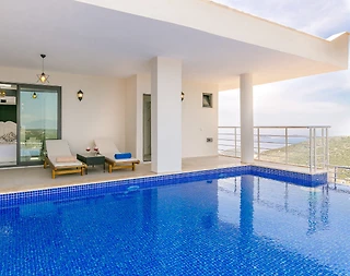 Kaş İslamlar'da Enfes Deniz Manzaralı, Özel Havuzlu, Konforlu Villa - 5