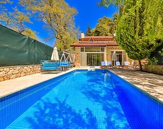 Kaş Sarıbelen'de Muhteşem Doğada, Isıtmalı Havuzlu, Taş Villa - 1