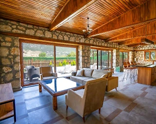 Kaş Sarıbelen'de Muhteşem Doğada, Özel Havuzlu, Taş Villa - 5