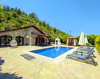 Fethiye Kayaköy'de Doğa İle İç İçe, Özel Havuzlu, Taş Villa - 3