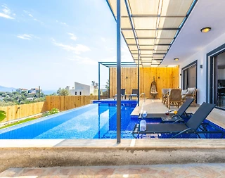 Kaş Gökseki'de Deniz Manzaralı, Özel Havuzlu, Jakuzili, Konforlu Villa - 5