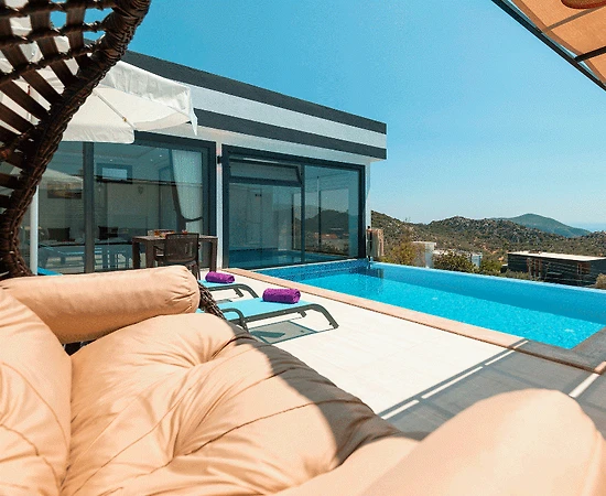 Kaş Kördere'de Muhteşem Deniz Manzaralı, Özel Havuzlu, Kiralık Villa - 1