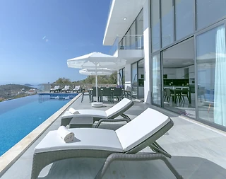 Kalkan'da Deniz ve Doğa Manzaralı, Sonsuzluk Havuzlu, Jakuzili Villa - 5