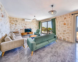 Kaş Gökçeören'de Göz Alıcı Deniz Manzaralı, Özel Havuzlu, 2+1 Villa - 5