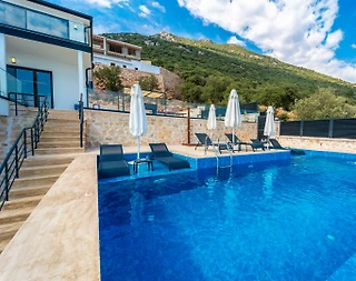 Kaş Gökçeören'de Enfes Deniz Manzaralı, Özel Havuzlu, Kiralık Villa - 5