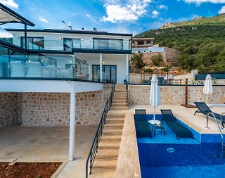 Kaş Gökçeören'de Enfes Deniz Manzaralı, Özel Havuzlu, Kiralık Villa - 4