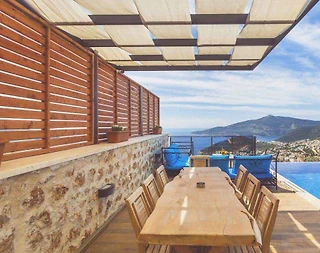 Kaş Kalkan'da Deniz Manzaralı, Sonsuzluk Havuzlu, 4+1 Kiralık Villa - 5