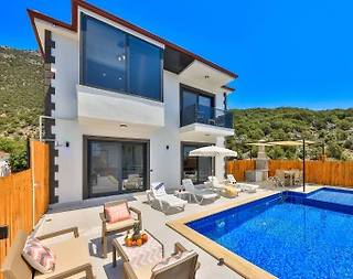 Kaş Belenli'de Panoramik Deniz Manzaralı, Özel Havuzlu, Lüks Villa - 3