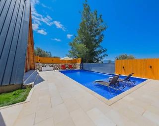 Kaş Çayköy'de Sakin Doğada, Özel Havuzlu ve Jakuzili, Modern Bungalov - 5
