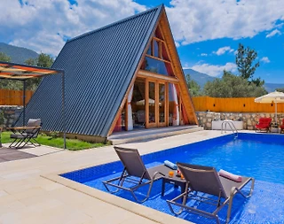 Kaş Çayköy'de Sakin Doğada, Özel Havuzlu ve Jakuzili, Modern Bungalov - 3