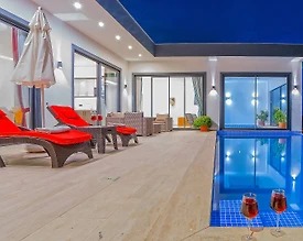 Kaş Kördere'de Doğa ve Deniz Manzaralı, Özel Havuzlu, Balayı Villası - 3