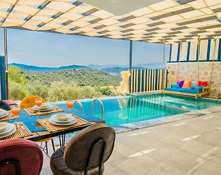 Kalkan Kördere'de Doğa Manzaralı, Özel Havuzlu, Balayı Villası - 5