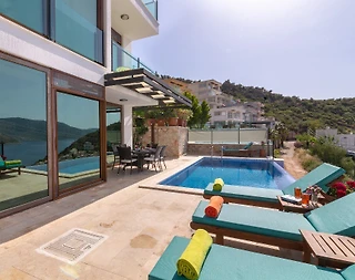Kalkan Kışla'da Muhteşem Deniz Manzaralı, Özel Havuzlu, Modern Villa - 5