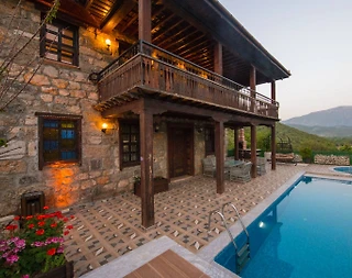Fethiye Kayaköy'de Şehirden Uzakta, Özel Havuzlu, Taş Villa - 5