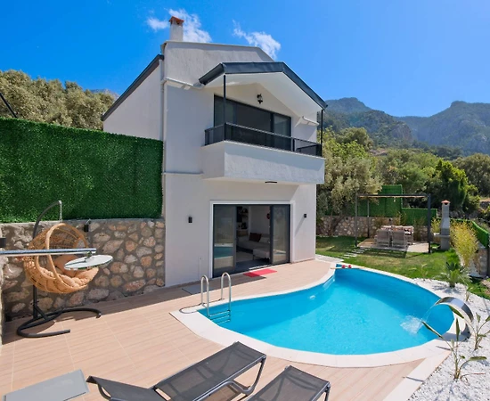 Fethiye Karaağaç'ta Dağ ve Doğa Manzaralı, Özel Havuzlu, Tatil Villası - 1