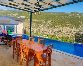 Kaş İslamlar'da Dağ Manzaralı, Isıtmalı Havuzlu, Saunalı Villa - 3