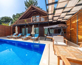 Kaş İslamlar'da Ahşap Tasarımlı, Özel Havuzlu, 2+1 Villa - 2