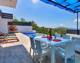 Kaş Üzümlü'de Muhteşem Doğa Manzaralı, Özel Havuzlu, Jakuzili, Huzurlu Villa - 3