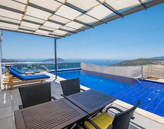Kaş İslamlar'da Muhteşem Deniz Manzaralı, Özel Havuzlu, Jakuzili Villa - 3