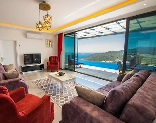 Kaş İslamlar'da Muhteşem Deniz Manzaralı, Özel Havuzlu, Jakuzili Villa - 5