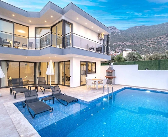 Kaş Kalkan'da Ferah Manzaralı, Özel Havuzlu, Jakuzili, Kiralık Villa  - 1