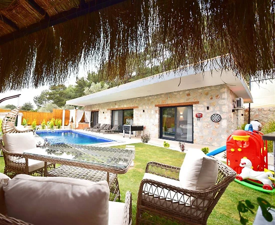 Kalkan Akbel'de Doğanın Kalbinde, Özel Havuzlu, Taş Villa - 1