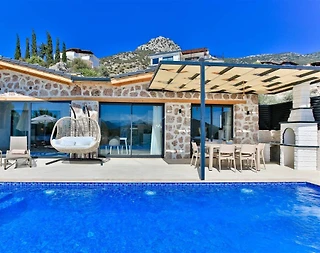 Kaş İslamlar'da Benzersiz Deniz Manzaralı, Özel Havuzlu, Kiralık Villa - 1