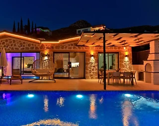 Kaş İslamlar'da Benzersiz Deniz Manzaralı, Özel Havuzlu, Kiralık Villa - 5