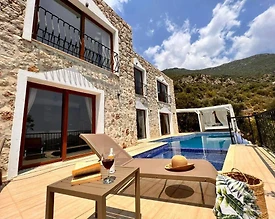 Kalkan Akbel'de Taş Mimarili, Sonsuzluk Havuzlu, Kiralık Villa - 3