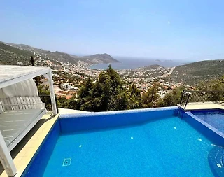 Kalkan Akbel'de Taş Mimarili, Sonsuzluk Havuzlu, Kiralık Villa - 5