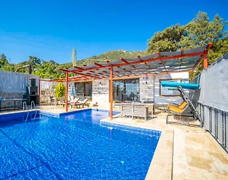 Kaş İslamlar'da Otantik Mimarili, Özel Sonsuzluk Havuzlu, Taş Villa - 1