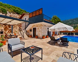 Kaş İslamlar'da Doğanın Kalbinde, Korunaklı Özel Havuzlu, Taş Villa - 3