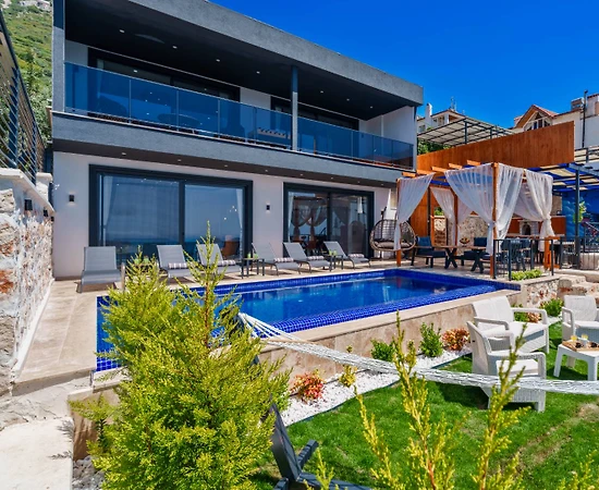 Kalkan Kördere'de Deniz Manzaralı, Özel Havuzlu, 5 Kişilik Villa - 1